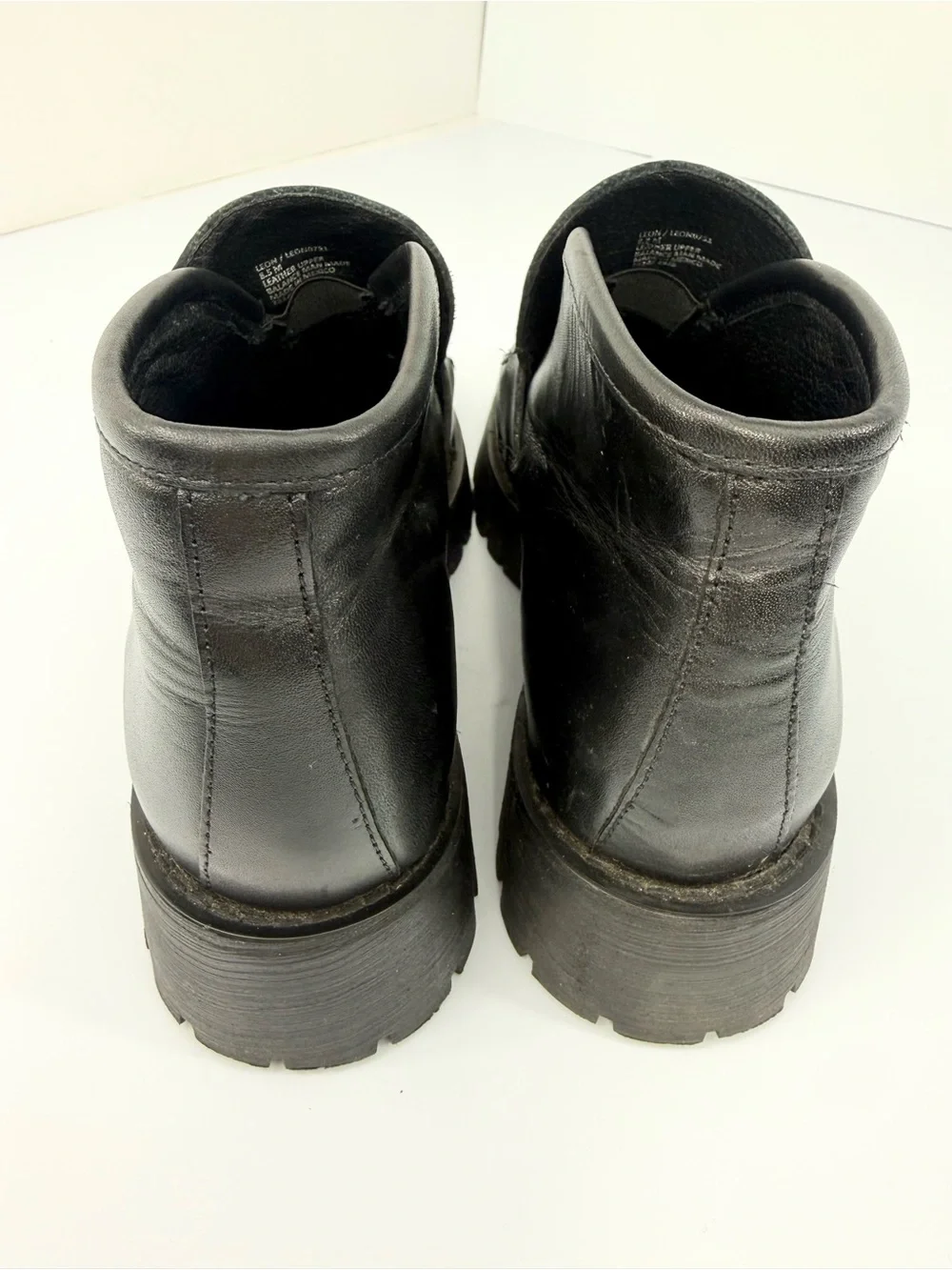 Steve Madden LEON Black Leather Horse bit Toe Chunky Platform Lug Sole Loafers